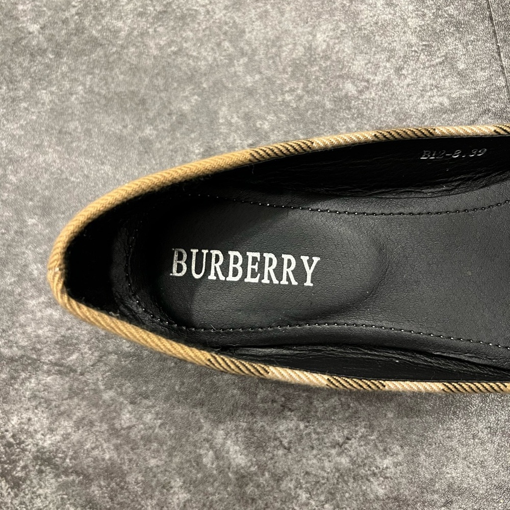 Burberry Tan Plaid & Black Plaid Logo Ballet Flats - Picture 11 of 11